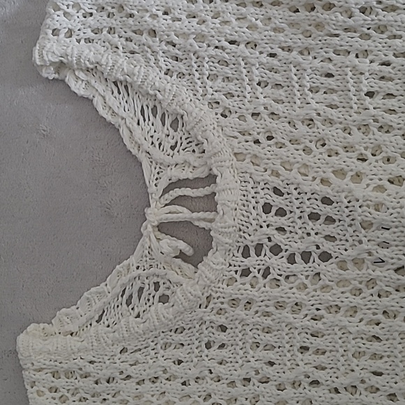 VENUS White Crochet Knit Boho Festival Sweater Small Cottagecore Open Weave - Picture 5 of 16